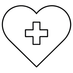 Heart with Medical Cross Icon, Vector Symbol for Health, Care, and Wellness