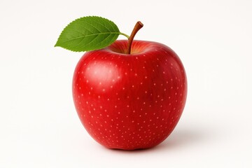 Vivid red apple on a plain white backdrop