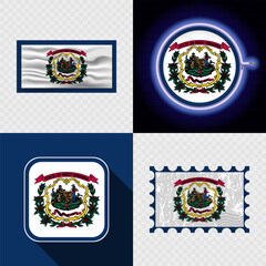 Naklejka premium Creative the West Virginia Flag Icon Set Collection.