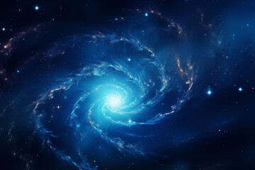 Blue spiral galaxy in dark space