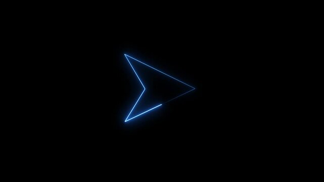 neon arrow black black background. Glowing right arrow loop HD animation. neon lighting direction arrow.  neon bouncing right arrow icon. animated neon line swipe right arrow. road signal icon. 