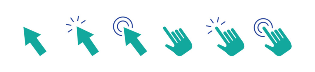 Click with hand cursor. Icon for design. Easily editable