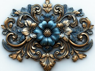 Ornate Chinese Brocade Style Frame in 3D with Intricate Golden Patterns