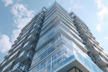 Clear Pixel Image of HighRise Apartment Building with Glass Balconies