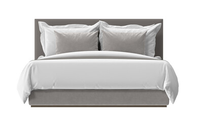 A cozy bed with pillows and a duvet, perfect for a restful night's sleep. The bed is neatly made, inviting relaxation and comfort