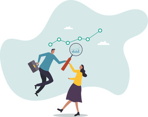 Data analysis, optimization or marketing analytics for statistics improvement, growth or KPI measurement result,people concept.