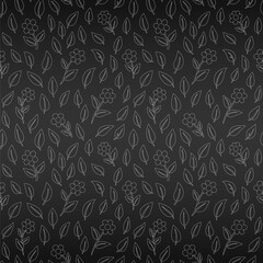 Linear floral seamless pattern on dark background