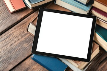 Ultra Hd Image of Tablet and Books Arrangement High Angle