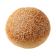 Delicious and fresh sesame seed bun isolated on white background ready for meal preparation