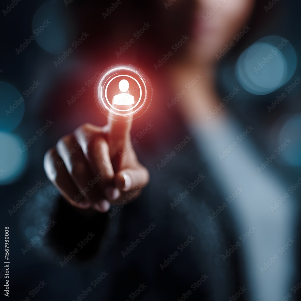 Poster selecting target audience icon from holographic ui