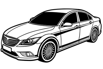 Obraz premium Luxury black sports car isolated on white, a sleek and fast vehicle illustration with a shiny design