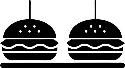 Mini Slider Burgers Icon Black and White Vector