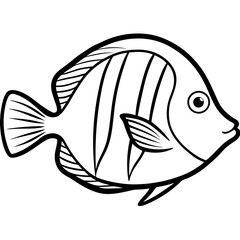 Yellow Tang Silhouette with Fine Line Art