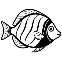 Yellow Tang Silhouette with Fine Line Art