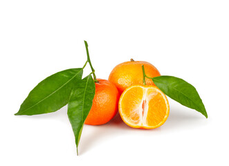 Tangerines and slice isolated on a white background