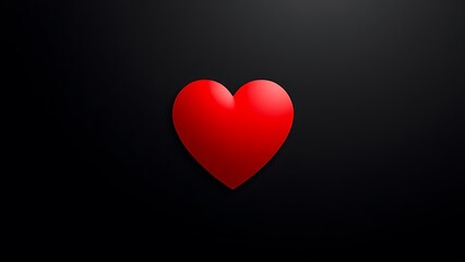 An abstract red heart shape on a matte black background, emphasizing minimalist design with negative space.