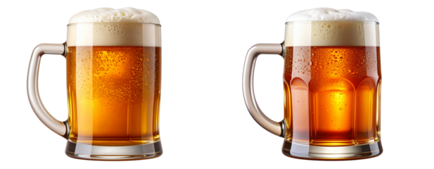 Frosted Glass Mug of Amber Beer with Thick Foam, Oktoberfest Theme, Isolated on Transparent Background PNG
