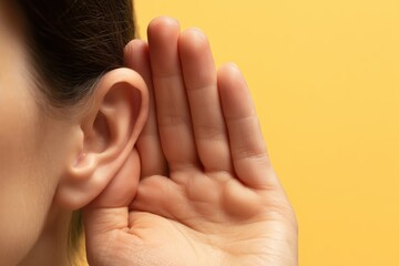 A Human Ear and Hand Cupped Behind to Listen Closely