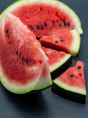 slices and chunks of fresh red watermelon