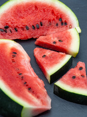 slices and chunks of fresh red watermelon