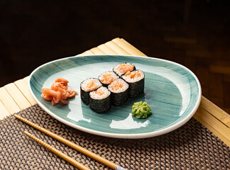 Hosomaki rolls with salmon