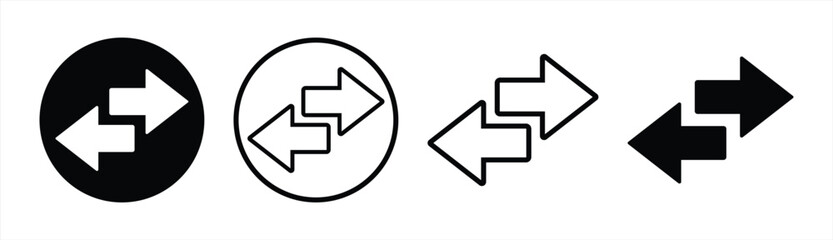 Data transfer arrow icon. set of left right arrows simple outline symbol. vector illustration on transparent background