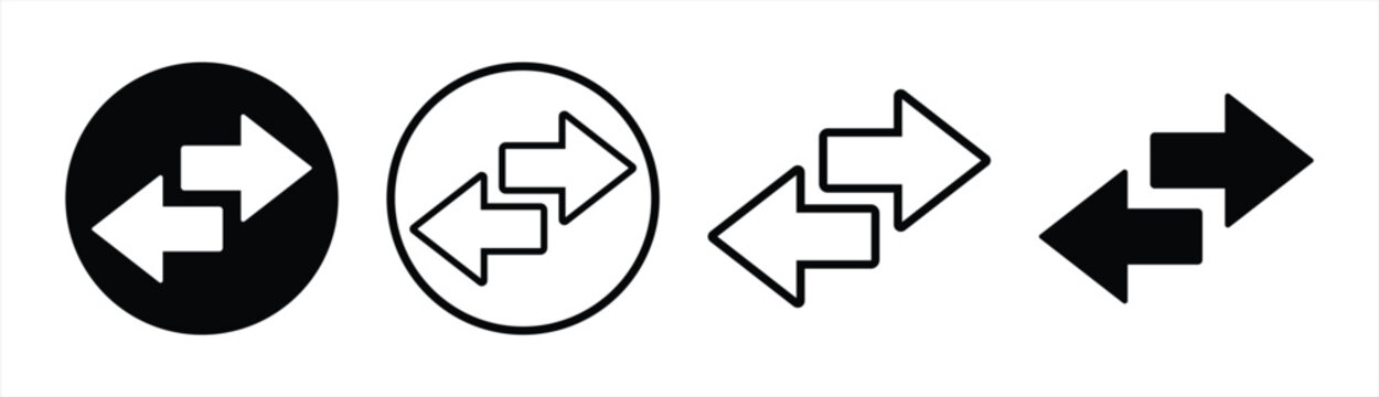 Data transfer arrow icon. set of left right arrows simple outline symbol. vector illustration on transparent background