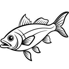 Zander Fish Artwork Linear Style Vector Design