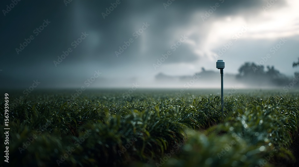 Aufkleber a weather forecasting station in a farm field connected via iot technology