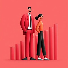 Business partners standing confidently together.