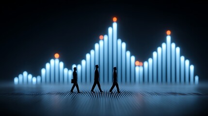 Business professionals analyzing growth data.