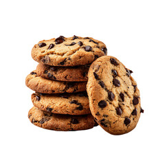 Chocolate chip cookies stacked isolated die-cut