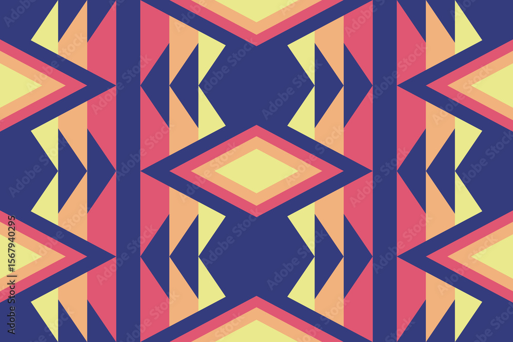 Aufkleber geometric pattern featuring abstract shapes and tribal inspired motifs in a color palette of yellow 
