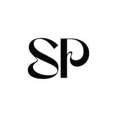 SP monogram logo design letter text name symbol monochrome logotype alphabet character simple logo