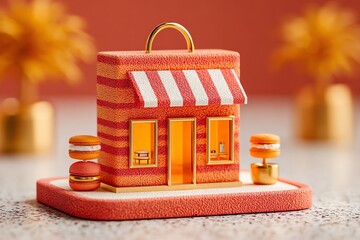 Colorful miniature shop with playful design.