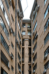 Trapezoidal Courtyard Inside Washington Apartments, Historic Residential Block in Shanghai French...
