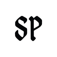 Fototapeta premium SP monogram logo design letter text name symbol monochrome logotype alphabet character simple logo