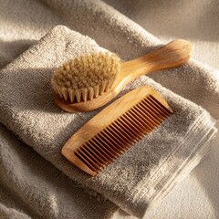 Natural Hair Care Tools on Towel
