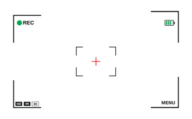 Digital camera viewfinder interface with recording indicator and battery status