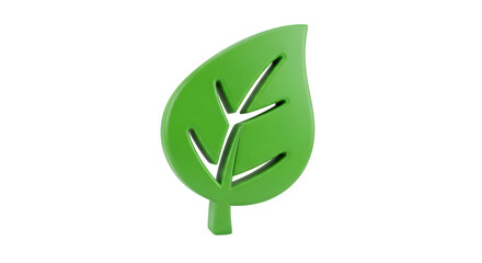 Green plant leaf. Ecology and recycle concept. Environment protection and renewable energy. Isolated on transparent background.