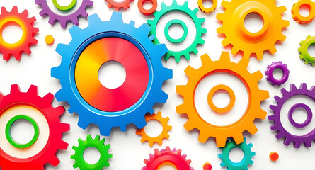 Abstract colorful gear background, Colorful gears design, Gear mechanism background, Vibrant gear pattern, Industrial abstract art, Tech gears background, Engineering theme, Abstract gear wheels, Gear