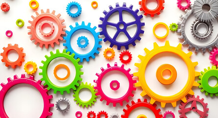 Abstract colorful gear background, Colorful gears design, Gear mechanism background, Vibrant gear pattern, Industrial abstract art, Tech gears background, Engineering theme, Abstract gear wheels, Gear