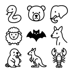 Cute Animal Doodle Collection in Hand Drawn Childlike Scribble Style – Transparent Background
