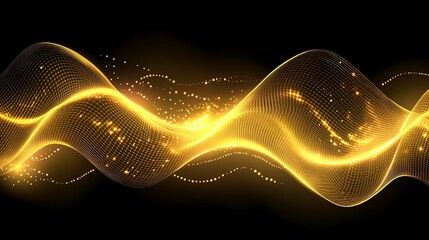 Gold waves on black background