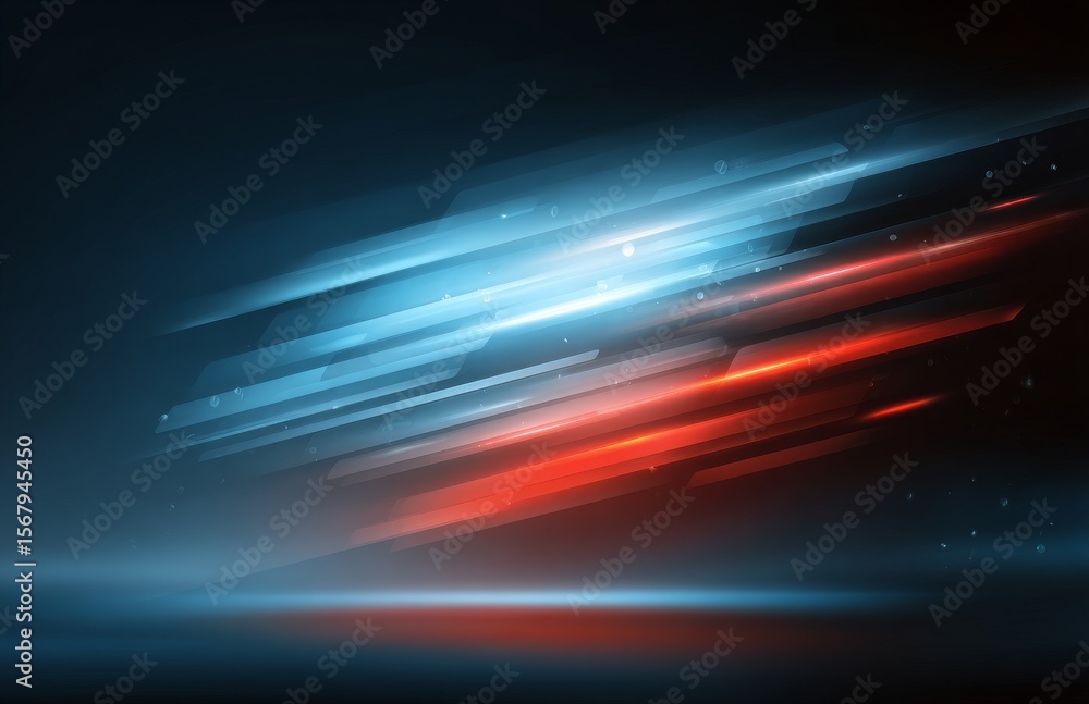 Poster the abstract background features dynamic neon speed lines and energetic flowing laser beams in blue 