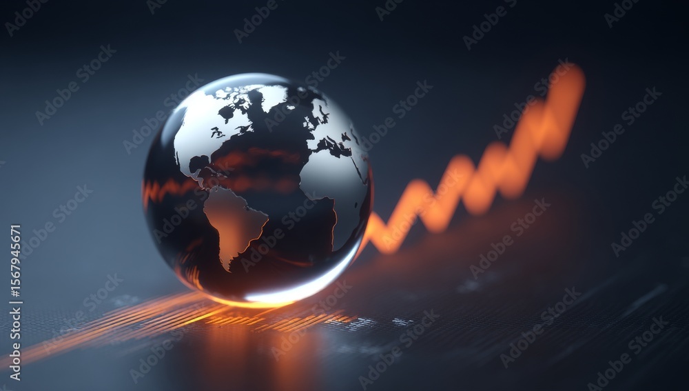 Aufkleber global trade and tech are epitomized by a digital globe adorned with glowing circuits, juxtaposed wi