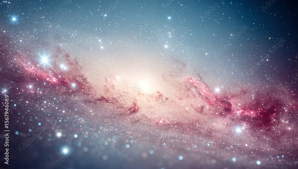 Poster the ethereal starry glow background boasts a soft gradient that shifts from pink to blue, complement