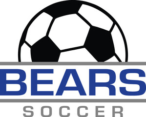 Bears Soccer Team Design is a fantastic graphic for your soccer team that includes a soccer ball and text. It is great for shirt designs, promotional products of any kind and advertising uses.