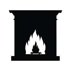 Silhouette of a Fireplace with Flames, a Warm and Cozy Aesthetic Design