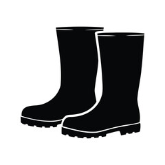 Vector graphic of two black rubber boots for gardening and other activities